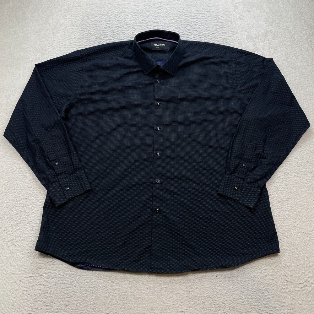 Maceoo Men's B utton down Shirt Navy Blue,‎ Size 3XL polka dot Embroidered GCA